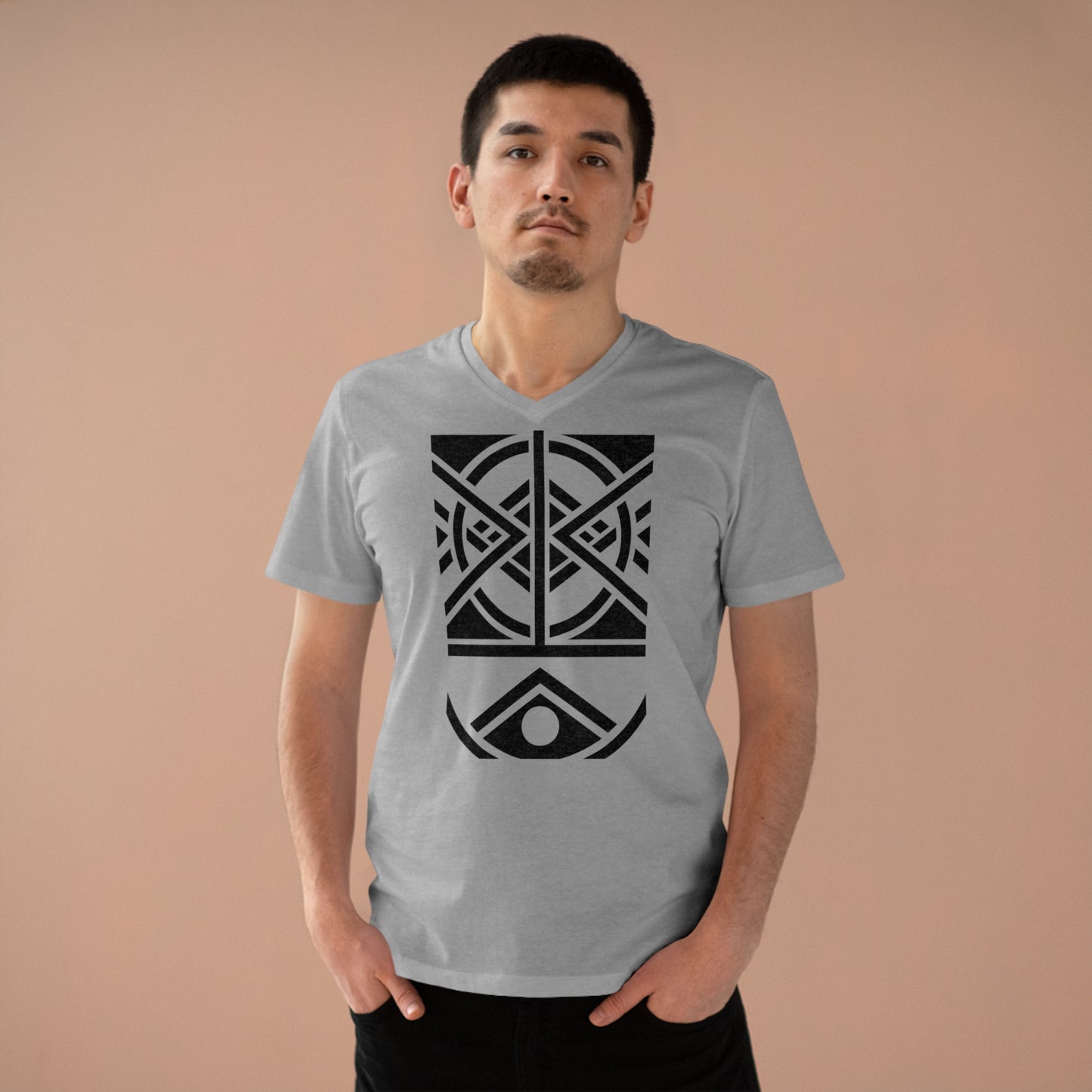 Men’s Presenter 100% Organic Cotton V-neck T-shirt (Design 1)