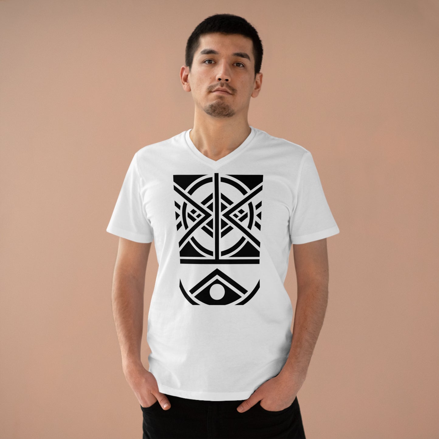 Men’s Presenter 100% Organic Cotton V-neck T-shirt (Design 1)
