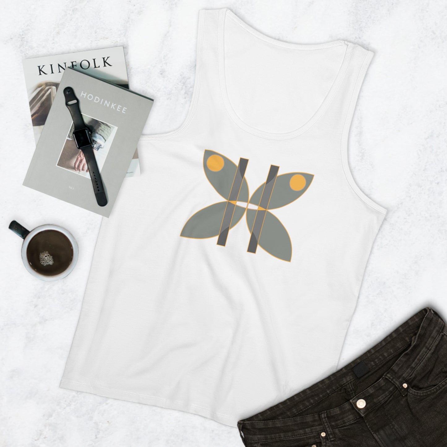 Men's Specter 100% Organic Cotton White Tank Top (Design 14)