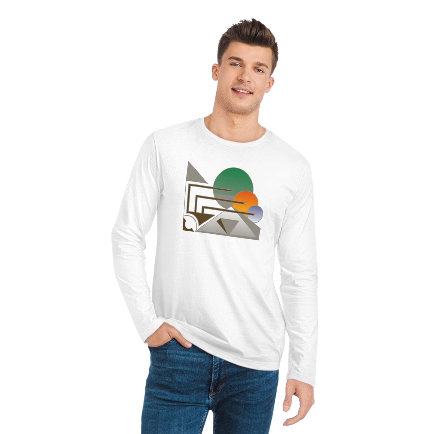 Men's 100% Organic Cotton Sparker Long Sleeve Shirt (Design 13)