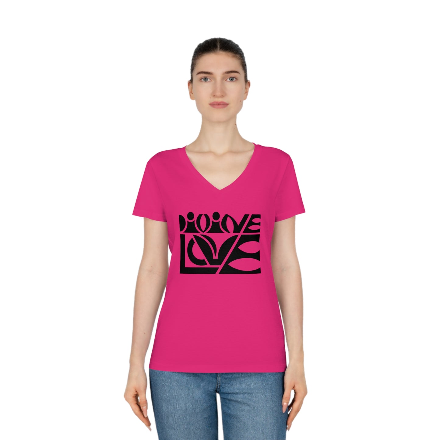 Women's Evoker 100% Organic Cotton V-Neck T-Shirt (Divine Love)