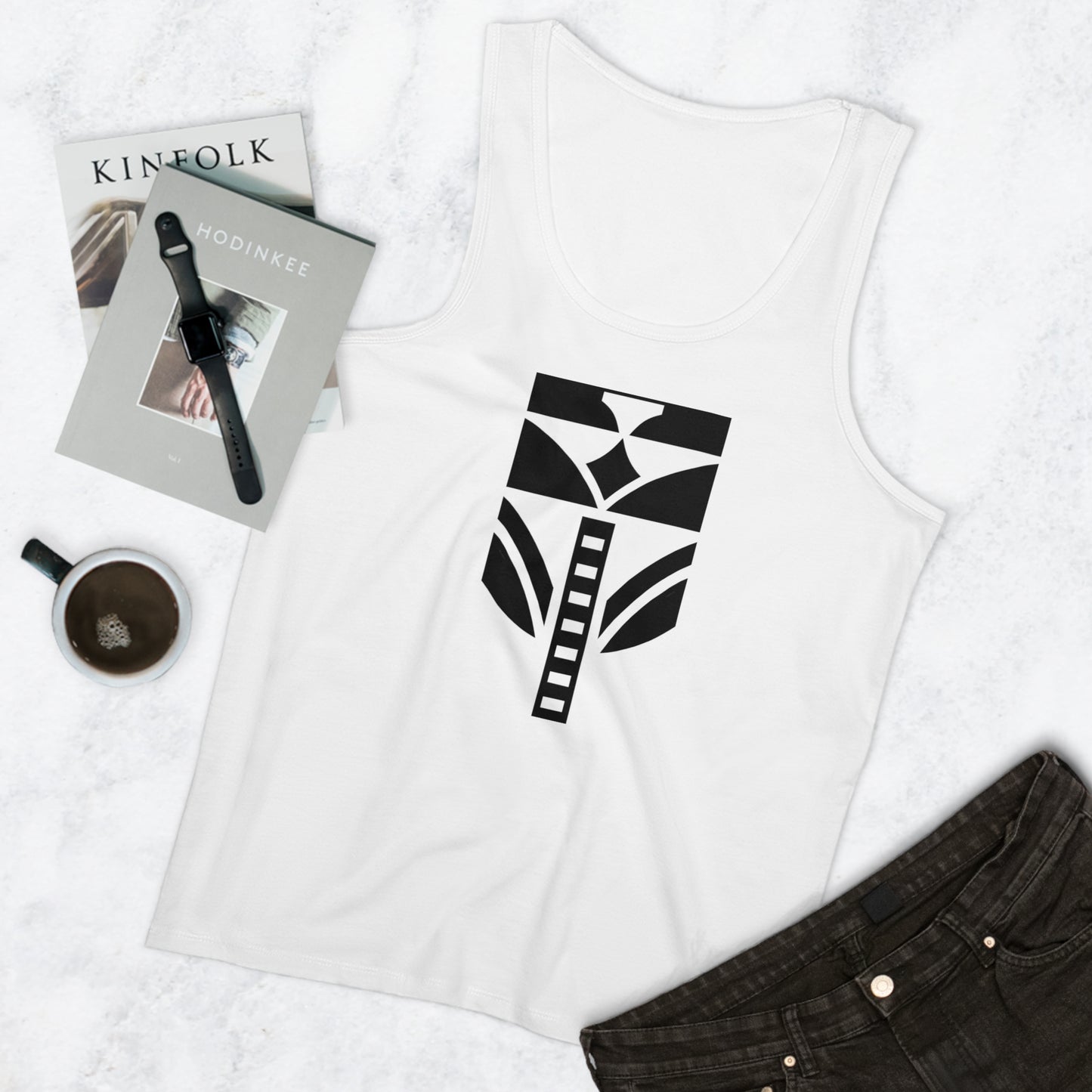 Men's Specter 100% Organic Cotton White Tank Top (Design 8)
