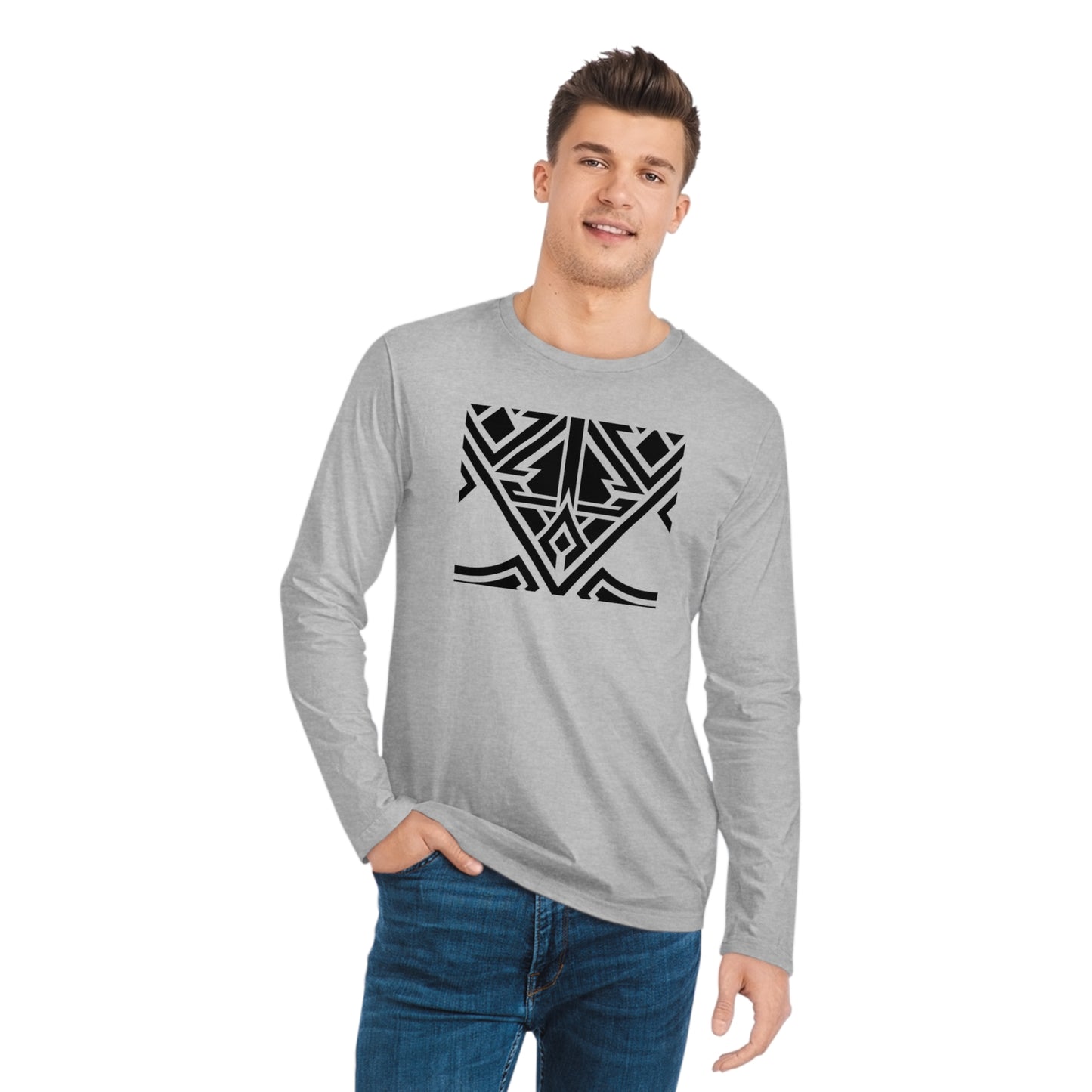 Men's 100% Organic Cotton Sparker Long Sleeve Shirt (Design 20)