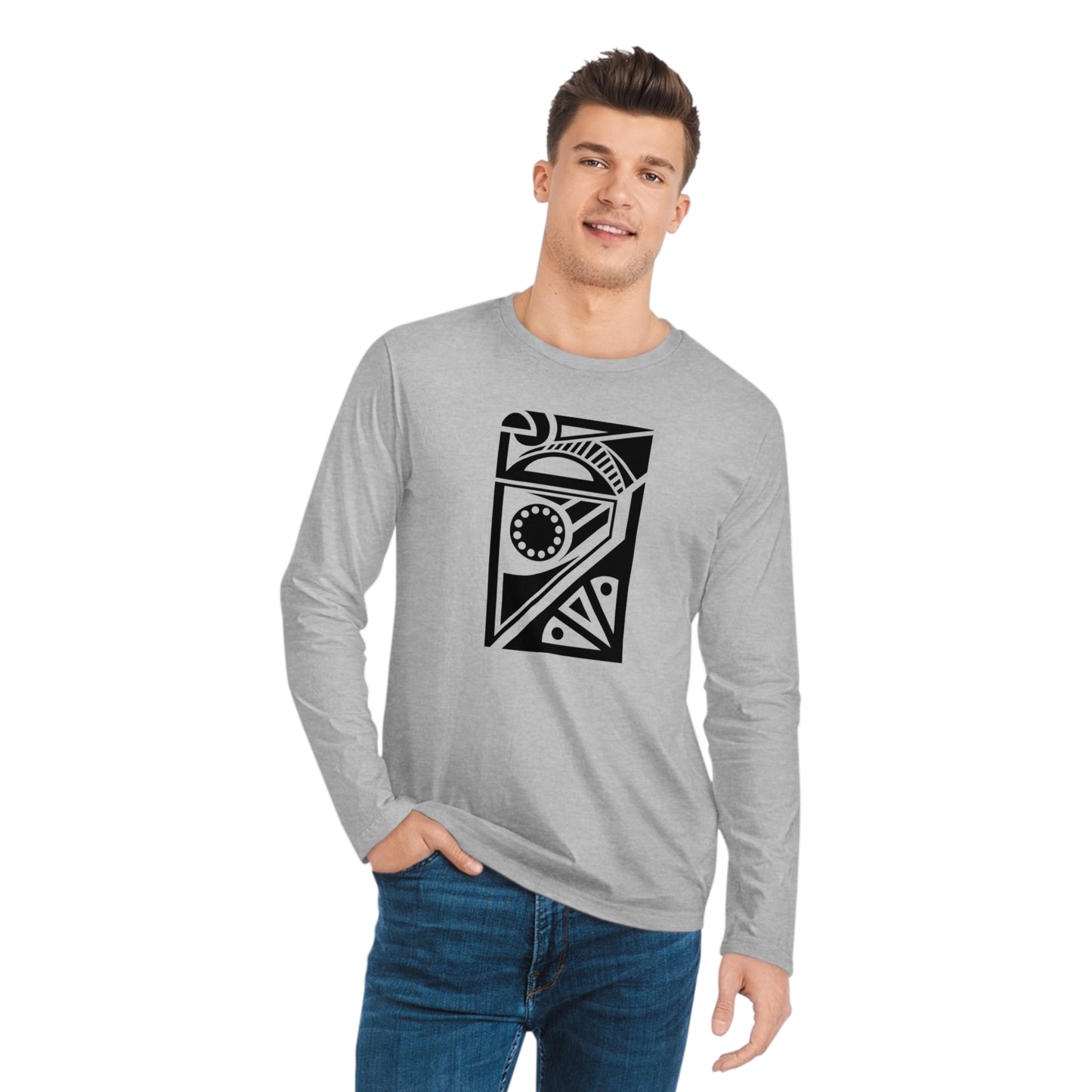 Men's 100% Organic Cotton Sparker Long Sleeve Shirt (Design 17)