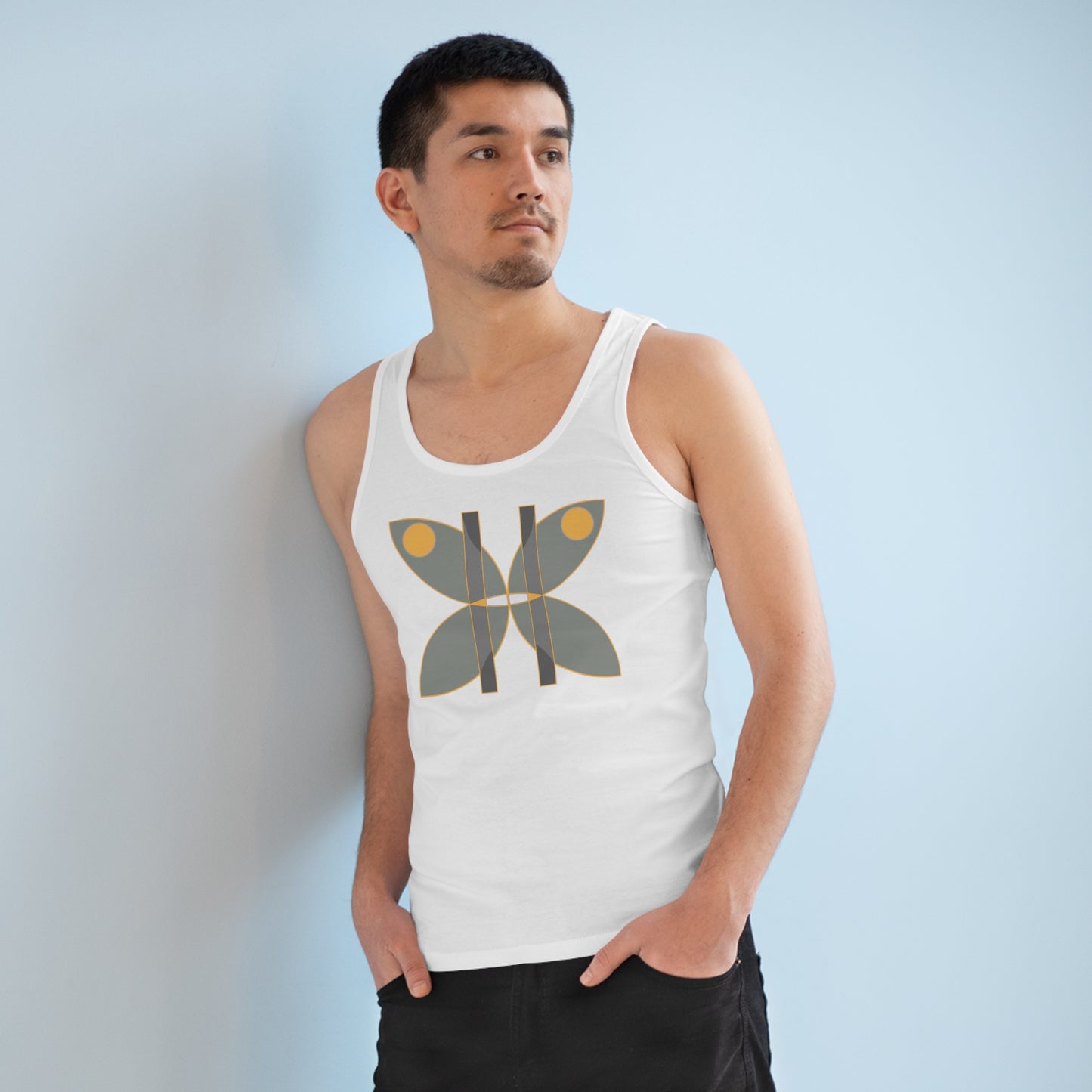Men's Specter 100% Organic Cotton White Tank Top (Design 14)