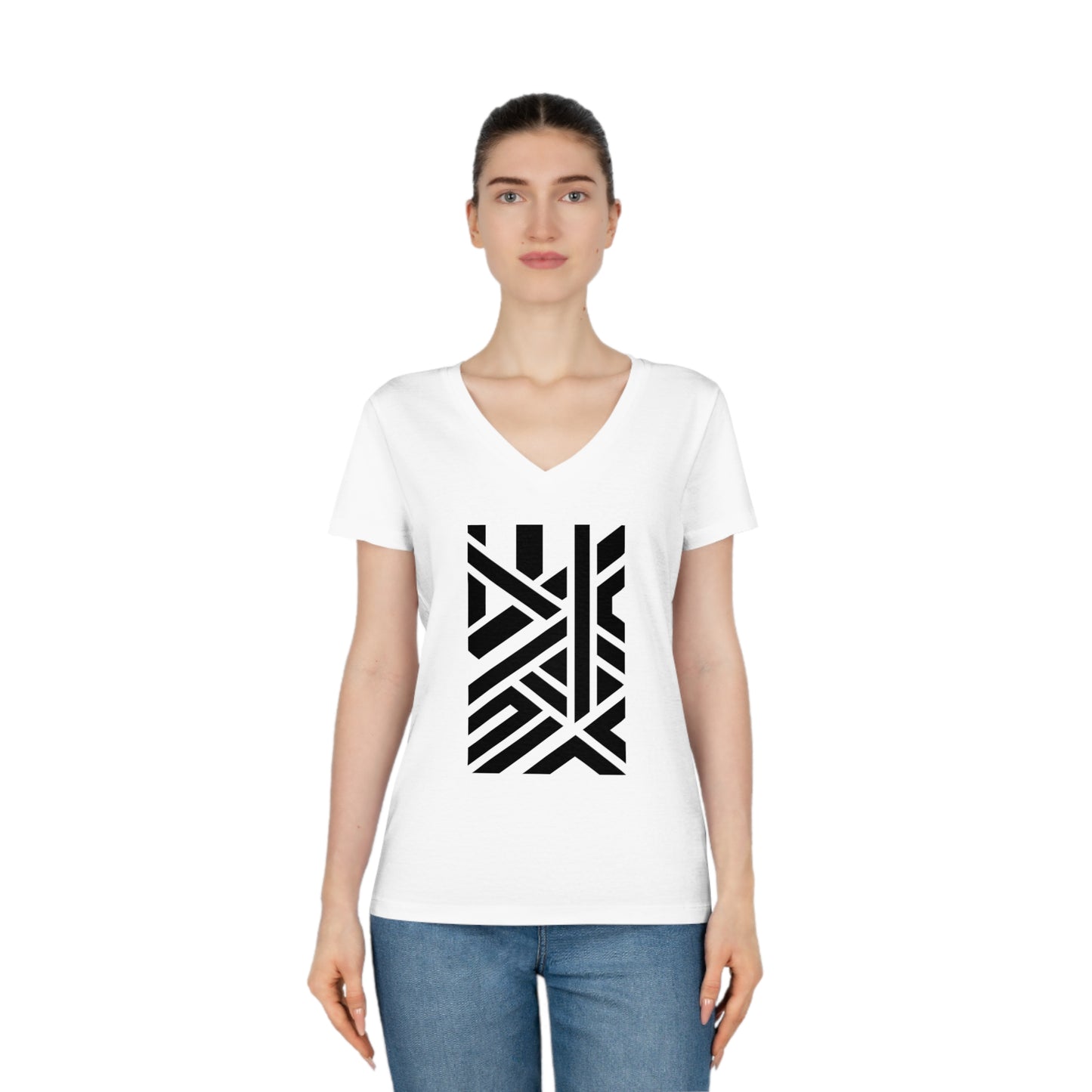 Women's Evoker 100% Organic Cotton V-Neck T-Shirt (Design 7)