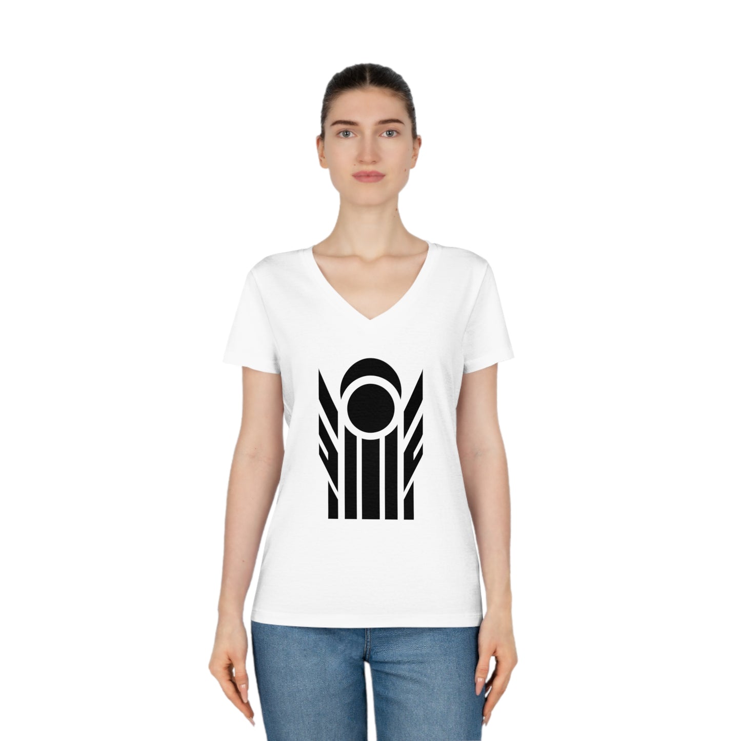 Women's Evoker 100% Organic Cotton V-Neck T-Shirt (Design 9)