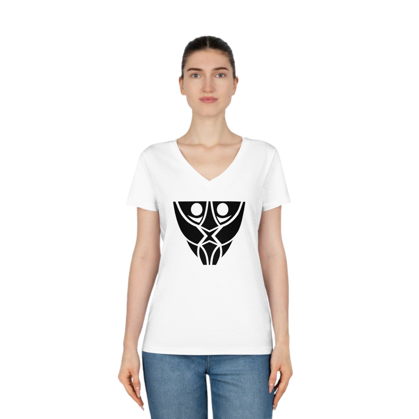 Women's Evoker 100% Organic Cotton V-Neck T-Shirt (Design 19)