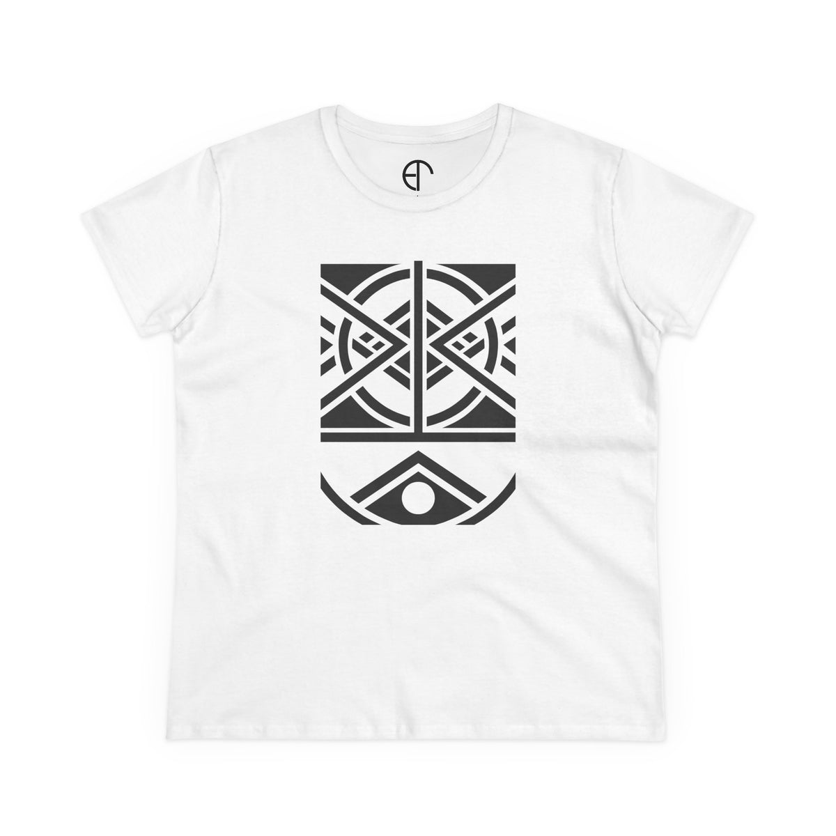 Women's Midweight Cotton T-Shirt - Black Print (Design 1) - NEW
