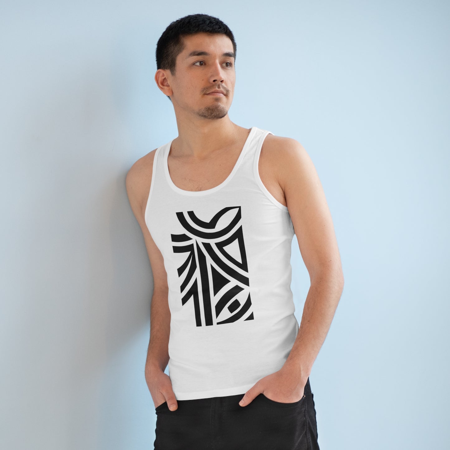 Men's Specter 100% Organic Cotton White Tank Top (Design 26)