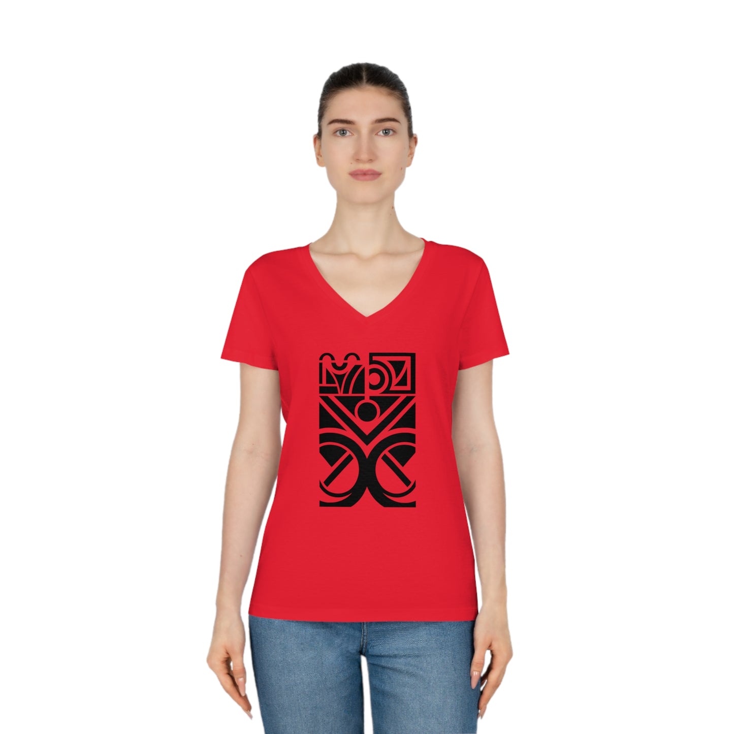 Women's Evoker 100% Organic Cotton V-Neck T-Shirt (Design 27)