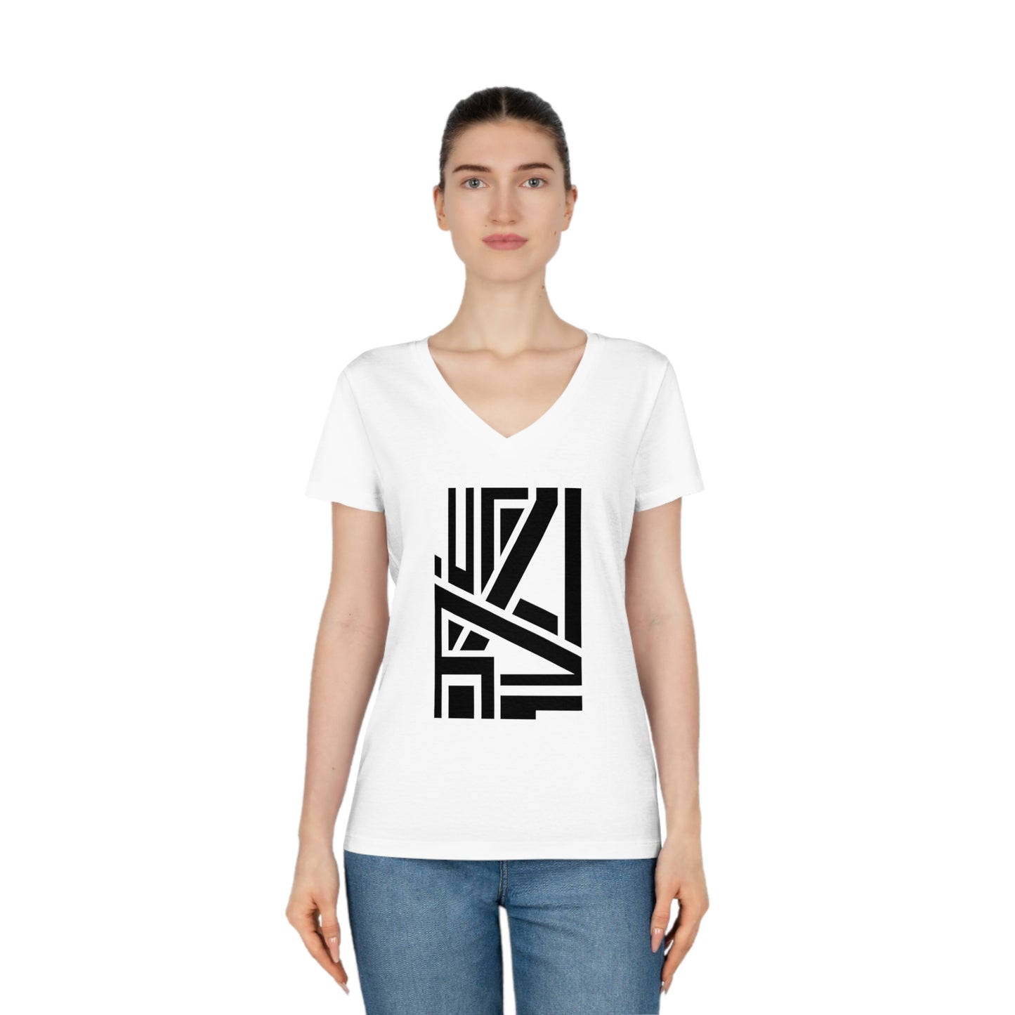 Women's Evoker 100% Organic Cotton V-Neck T-Shirt (Design 22)