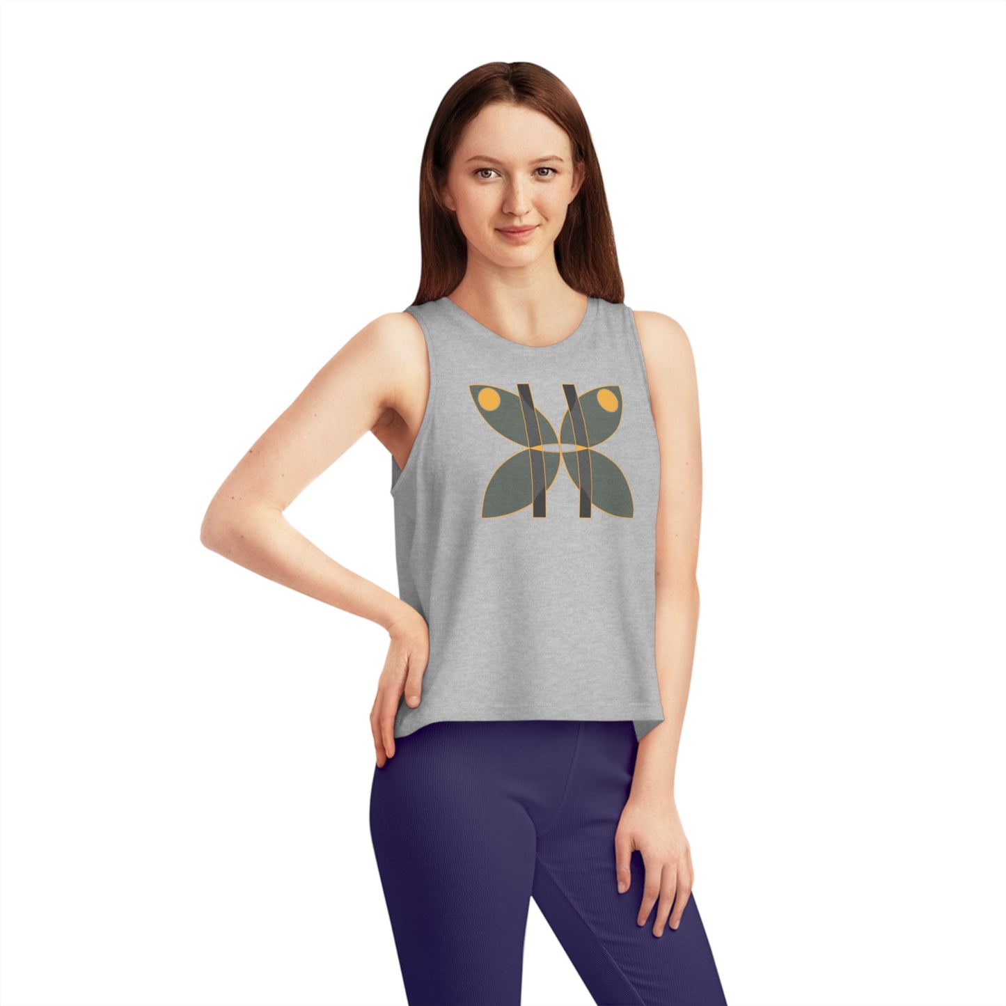 Women's Dancer 100% Organic Cotton Cropped Tank Top (Design 14)