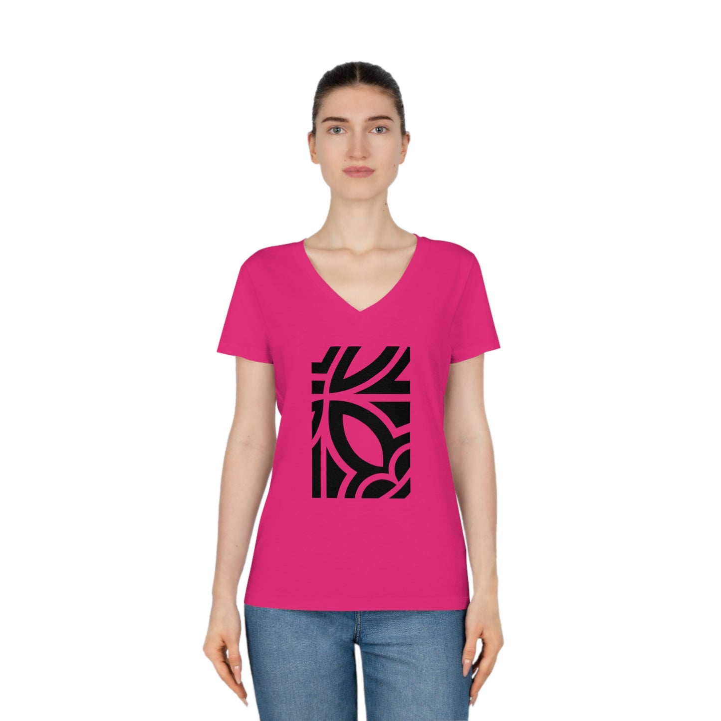 Women's Evoker 100% Organic Cotton V-Neck T-Shirt (Design 24)