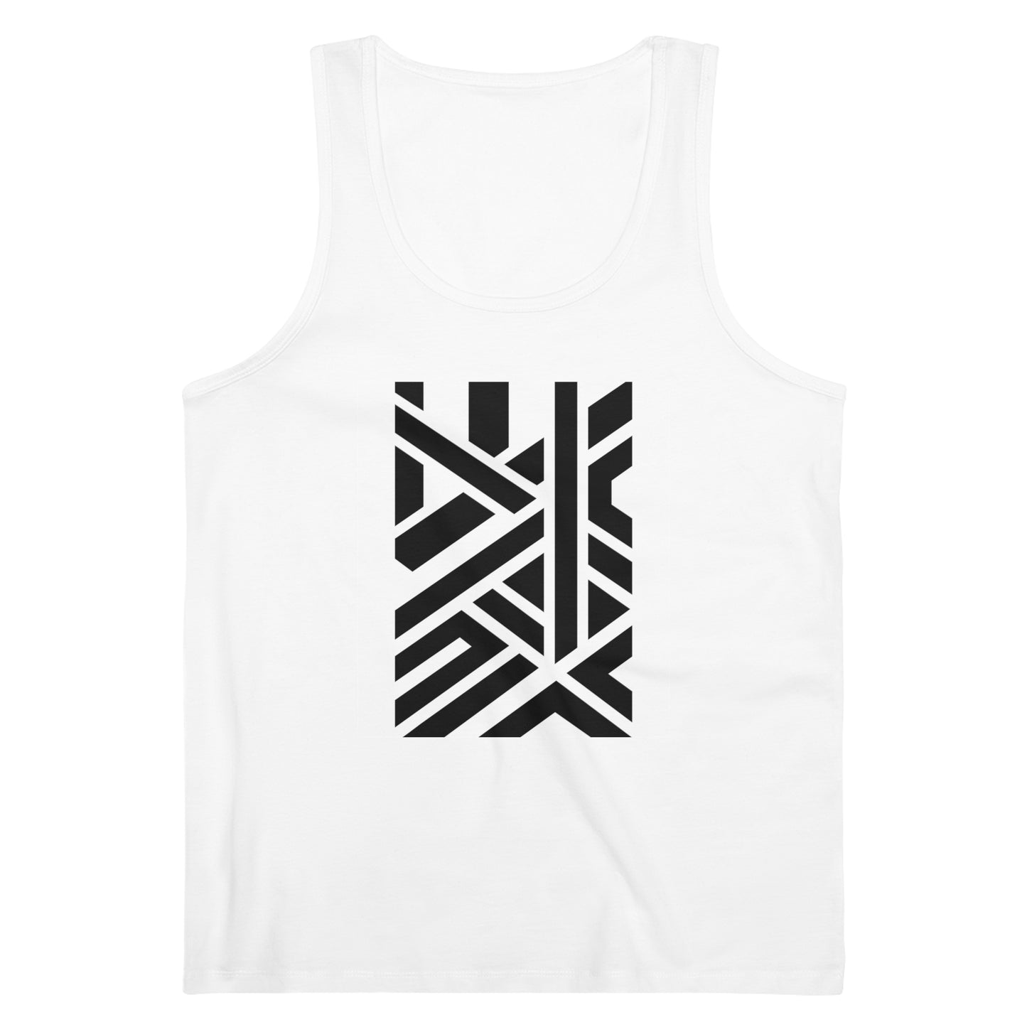 Men's Specter 100% Organic Cotton White Tank Top (Design 7)