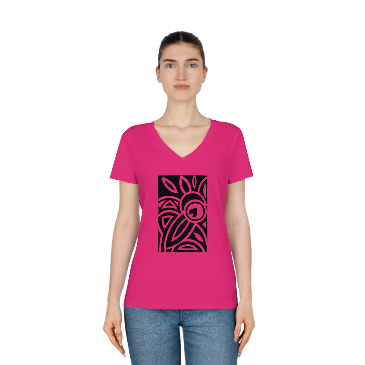 Women's Evoker 100% Organic Cotton V-Neck T-Shirt (Design 23)