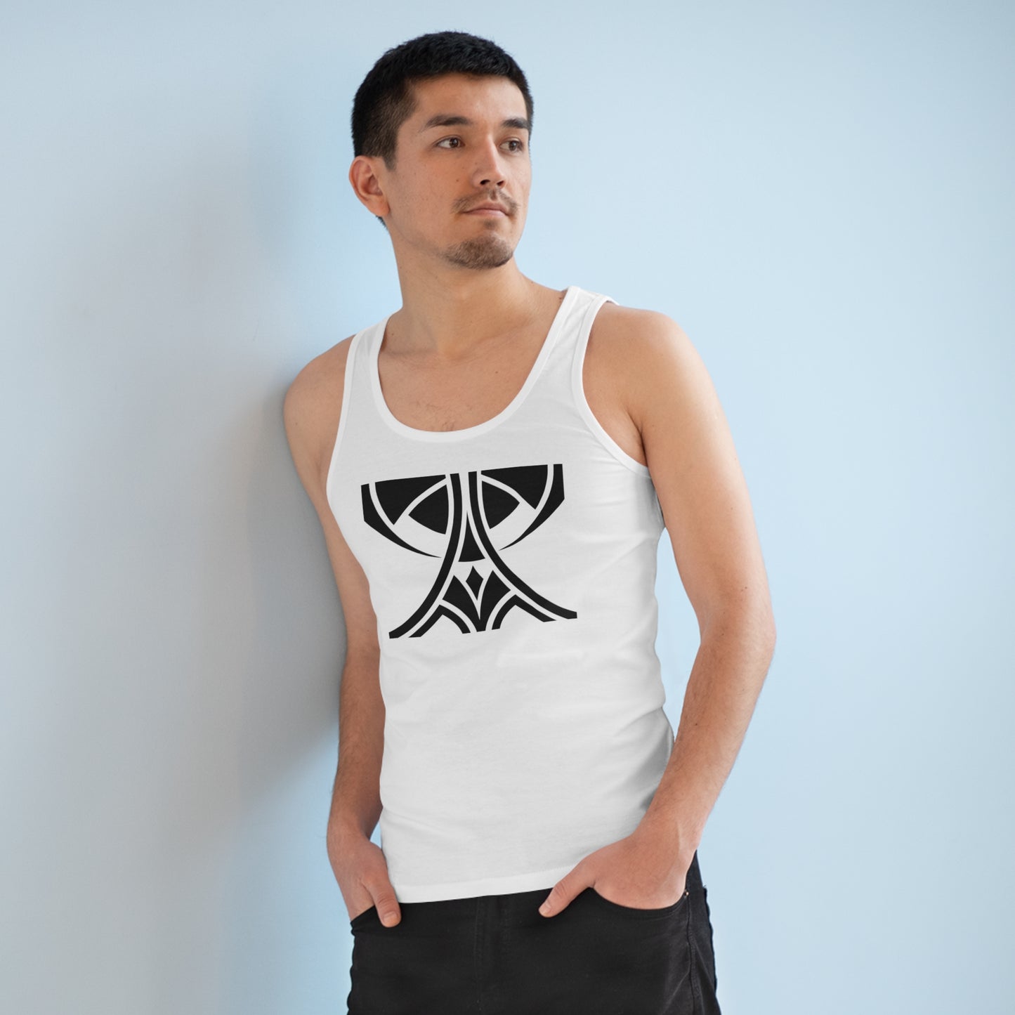 Men's Specter 100% Organic Cotton White Tank Top (Design 11)