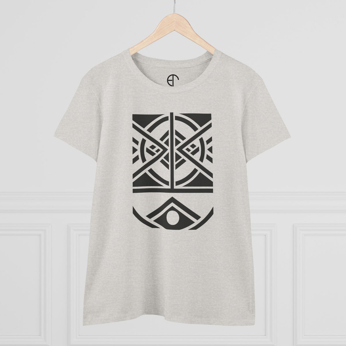Women's Midweight Cotton T-Shirt - Black Print (Design 1) - NEW