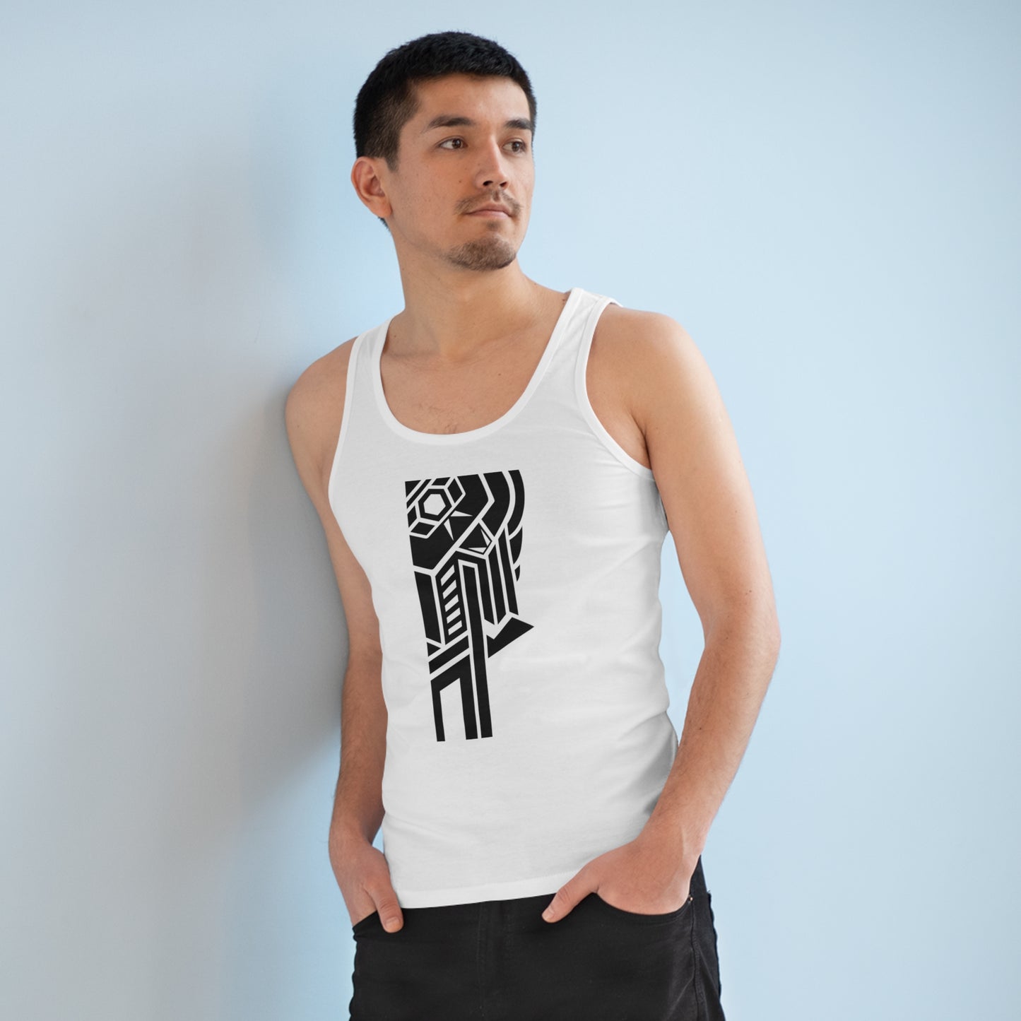 Men's Specter 100% Organic Cotton White Tank Top (Design 28)