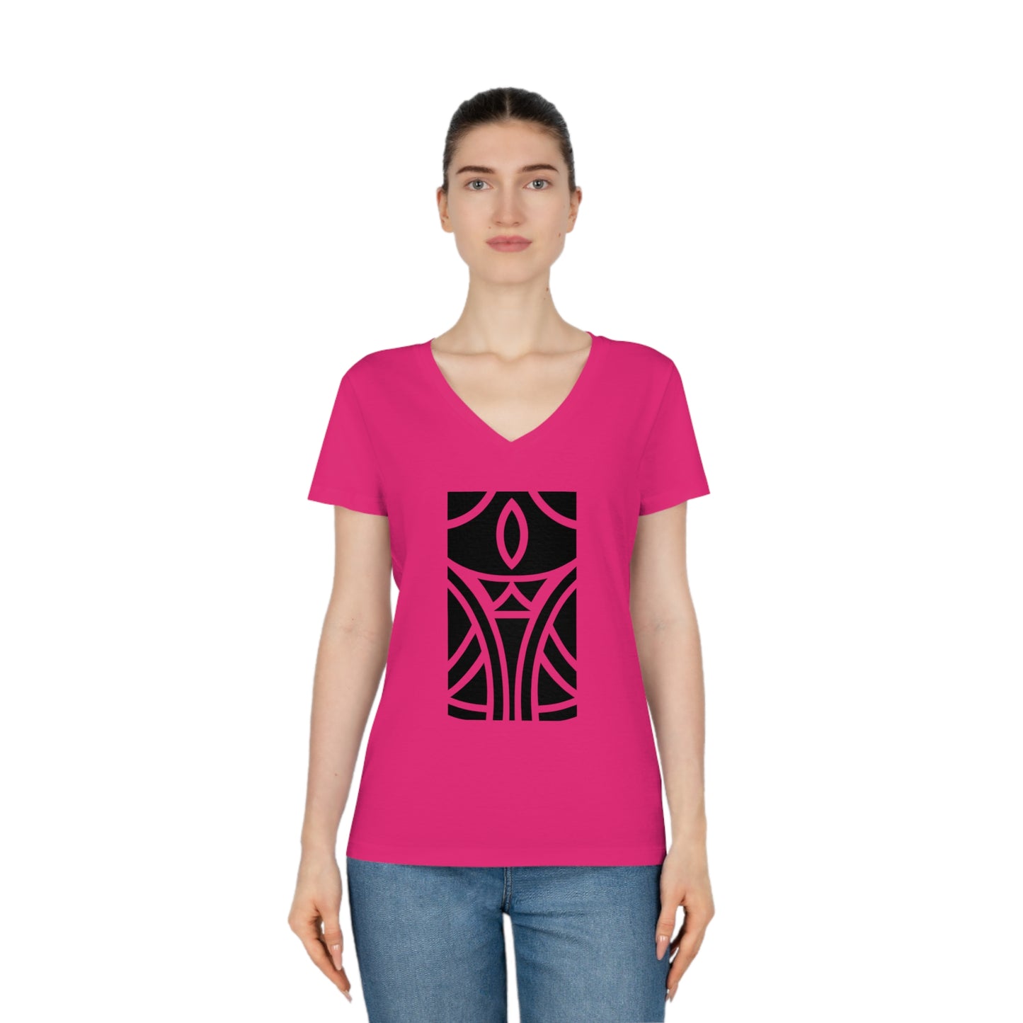 Women's Evoker 100% Organic Cotton V-Neck T-Shirt (Design 12)