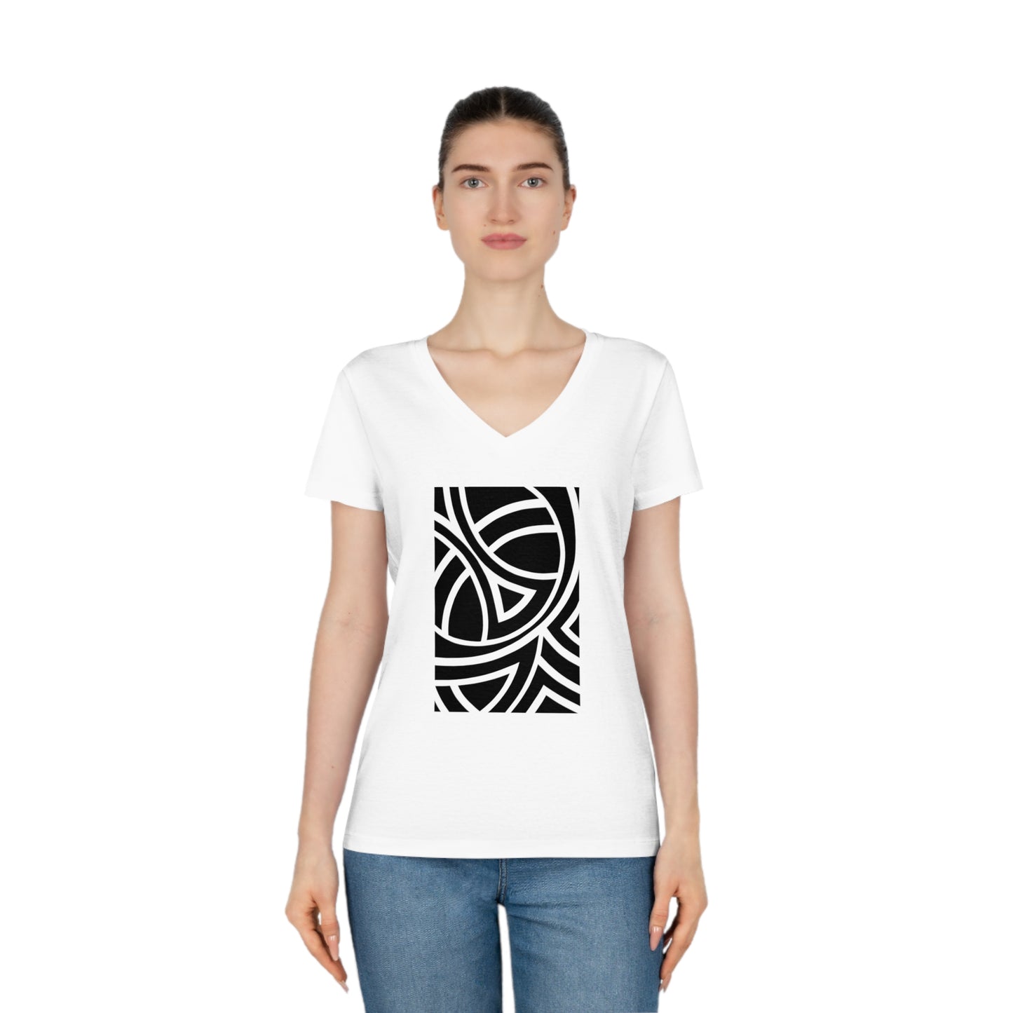 Women's Evoker 100% Organic Cotton V-Neck T-Shirt (Design 4)