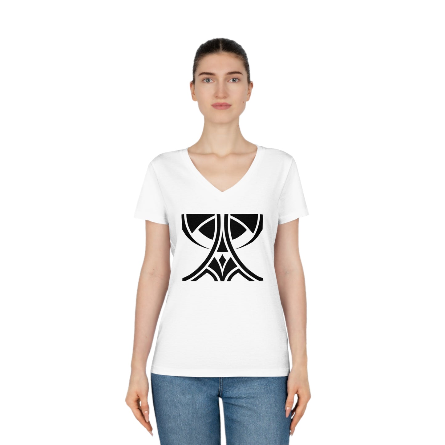 Women's Evoker 100% Organic Cotton V-Neck T-Shirt (Design 11)