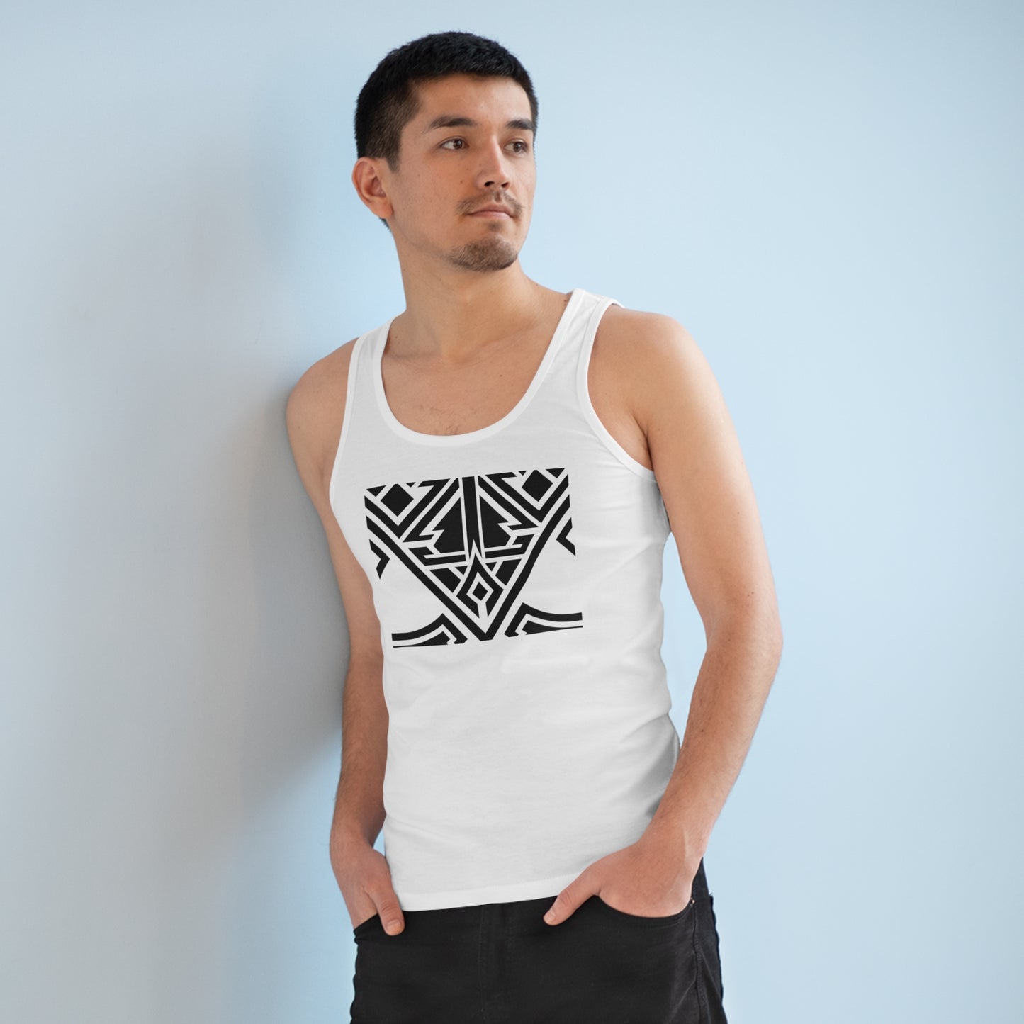 Men's Specter 100% Organic Cotton White Tank Top (Design 20)