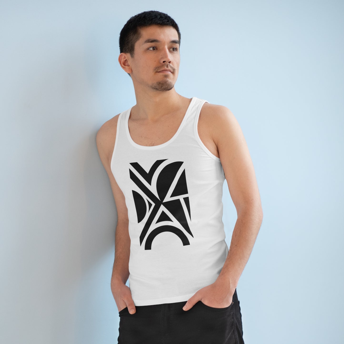 Men's Specter 100% Organic Cotton White Tank Top (Design 5)