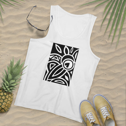 Men's Specter 100% Organic Cotton White Tank Top (Design 23)