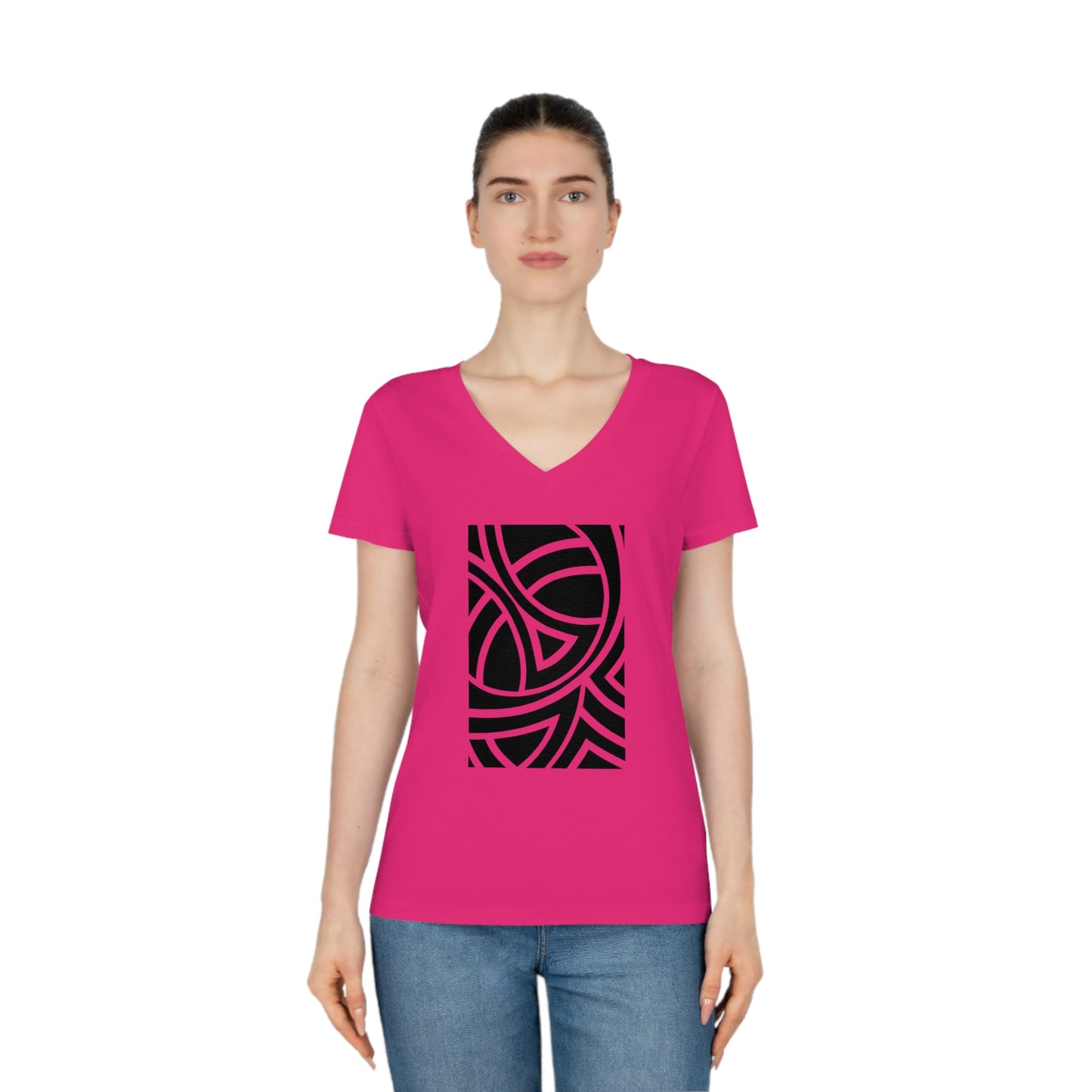 Women's Evoker 100% Organic Cotton V-Neck T-Shirt (Design 4)