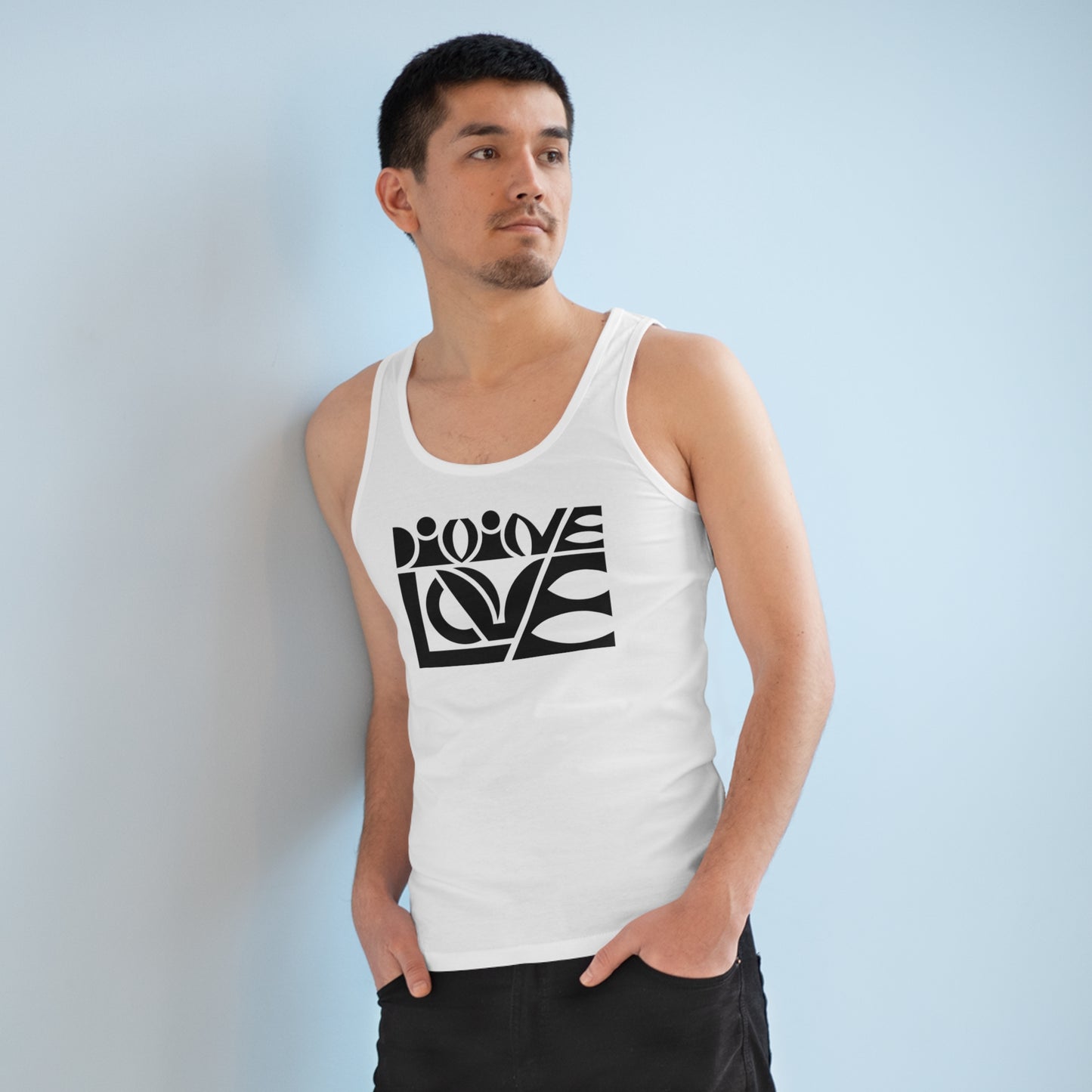 Men's Specter 100% Organic Cotton White Tank Top (Divine Love)