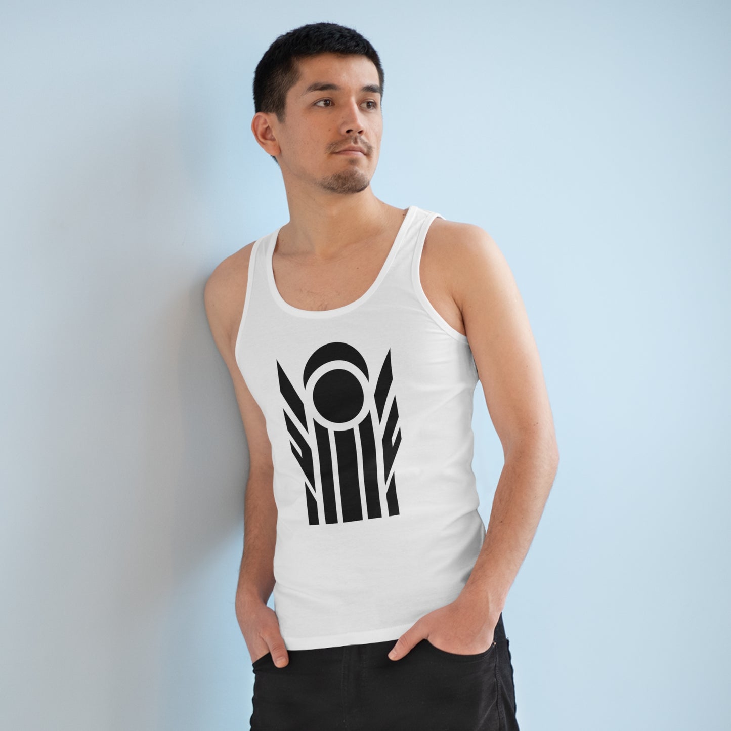 Men's Specter 100% Organic Cotton White Tank Top (Design 9)