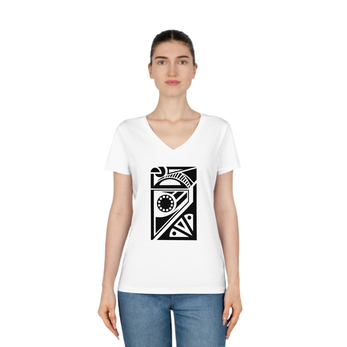 Women's Evoker 100% Organic Cotton V-Neck T-Shirt (Design 17)