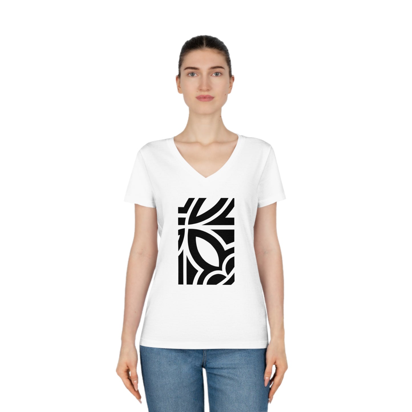 Women's Evoker 100% Organic Cotton V-Neck T-Shirt (Design 24)