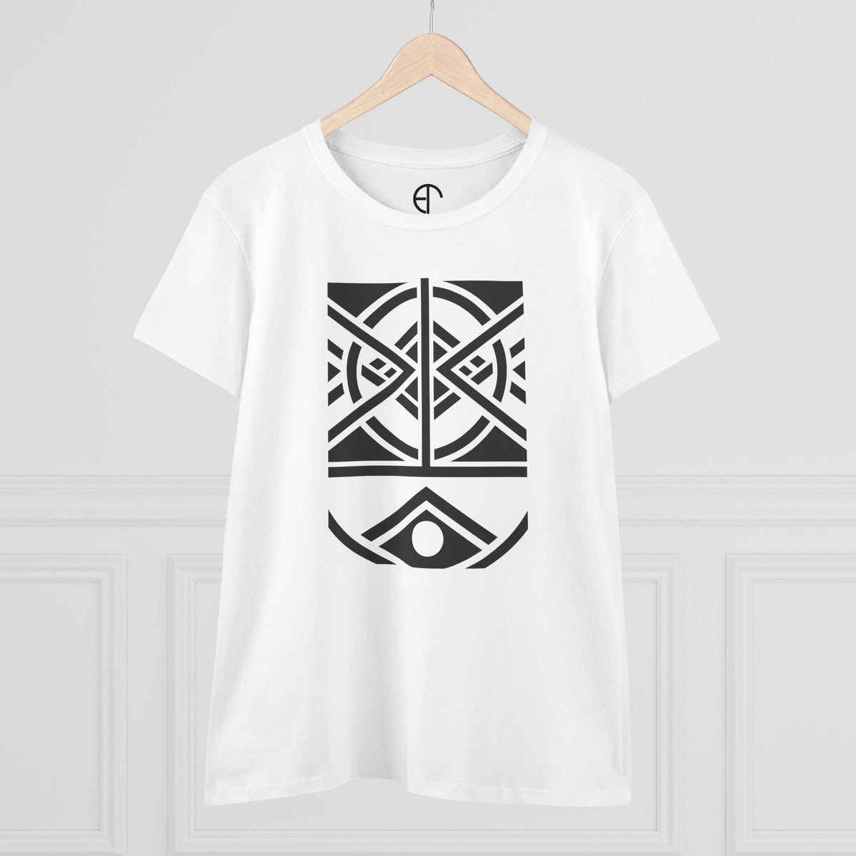 Women's Midweight Cotton T-Shirt - Black Print (Design 1) - NEW