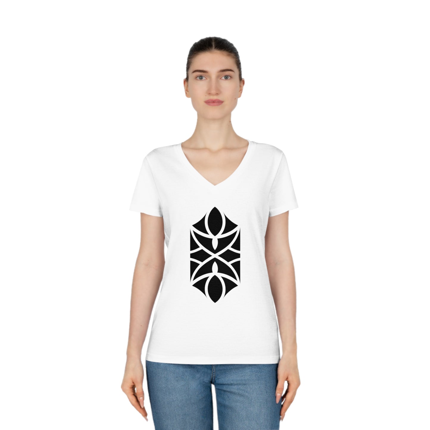 Women's Evoker 100% Organic Cotton V-Neck T-Shirt (Design 18)