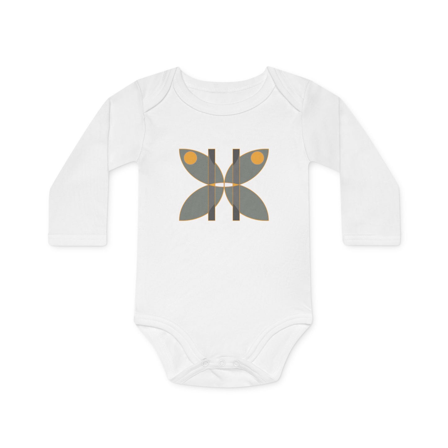 100% Organic Cotton Long-Sleeve Baby Bodysuit (Design 14)