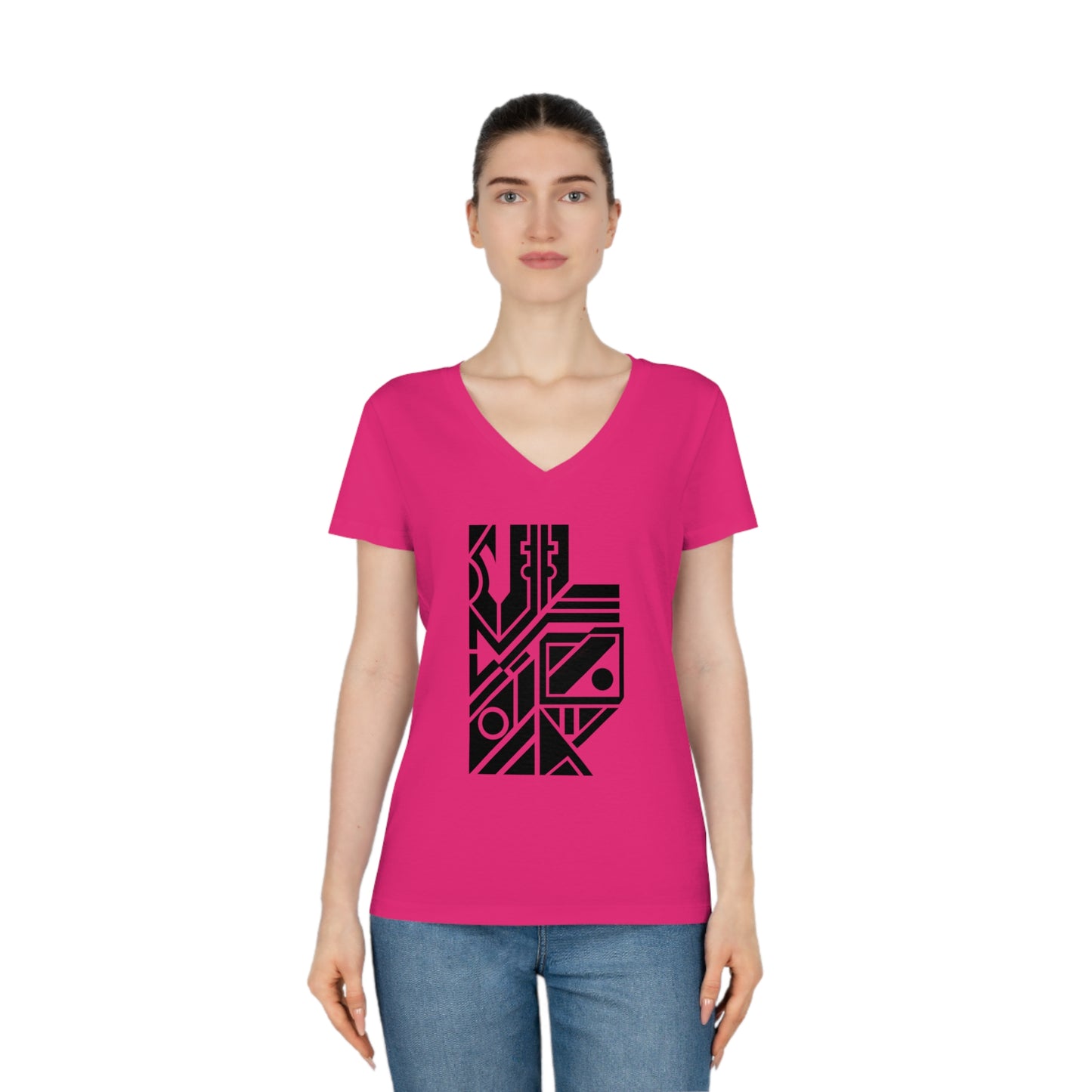 Women's Evoker 100% Organic Cotton V-Neck T-Shirt (Design 6)