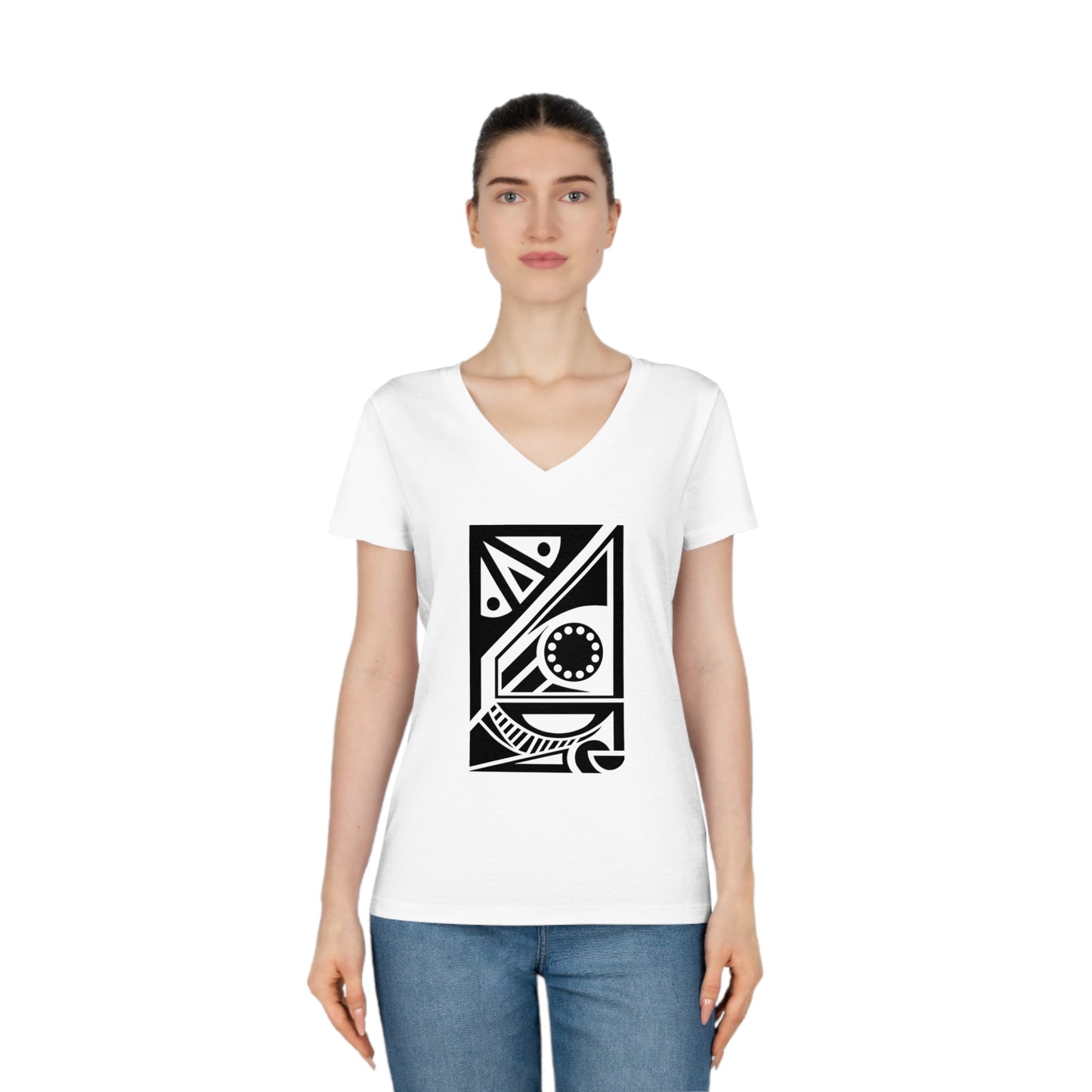 Women's Evoker 100% Organic Cotton V-Neck T-Shirt (Design 17[2])