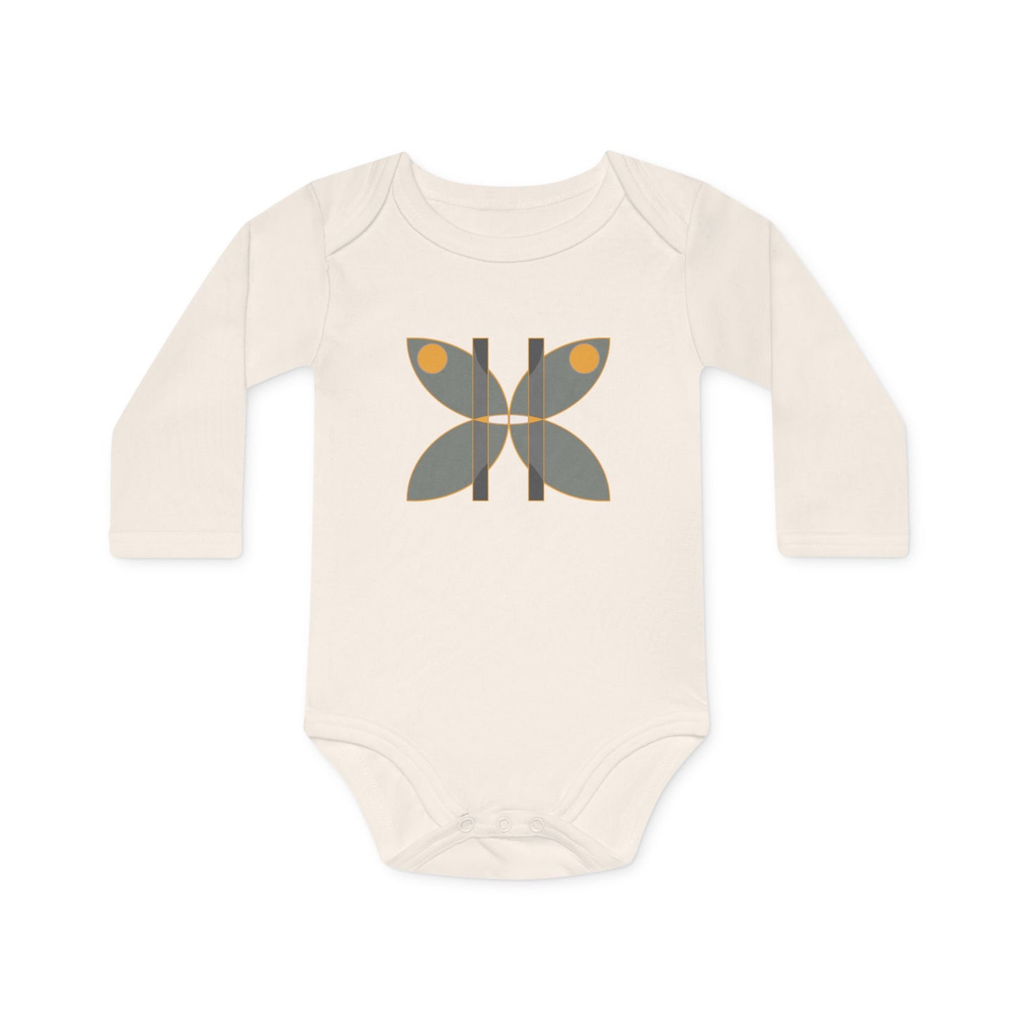 100% Organic Cotton Long-Sleeve Baby Bodysuit (Design 14)