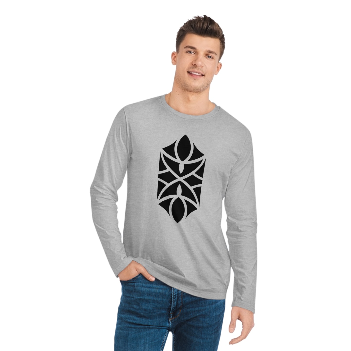 Men's 100% Organic Cotton Sparker Long Sleeve Shirt (Design 18)