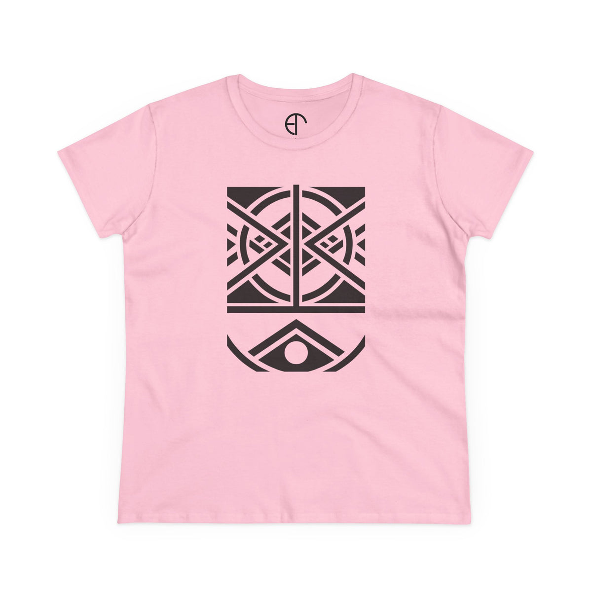 Women's Midweight Cotton T-Shirt - Black Print (Design 1) - NEW