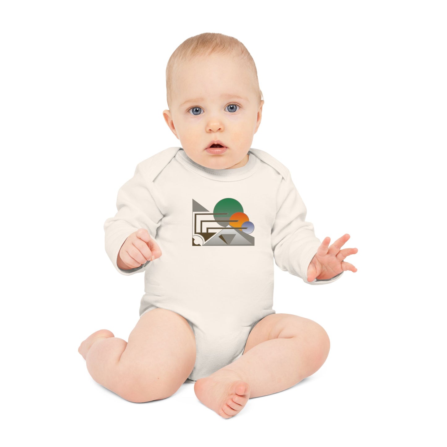 100% Organic Cotton Long-Sleeve Baby Bodysuit (Design 13)