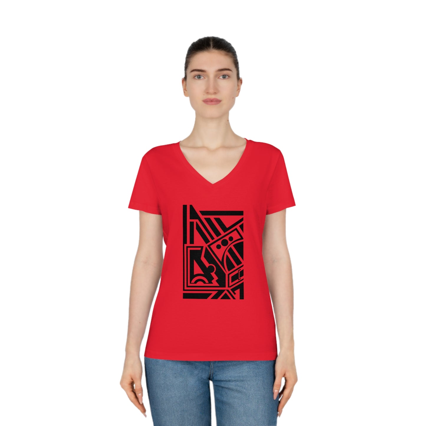 Women's Evoker 100% Cotton V-Neck T-Shirt (Design 2)