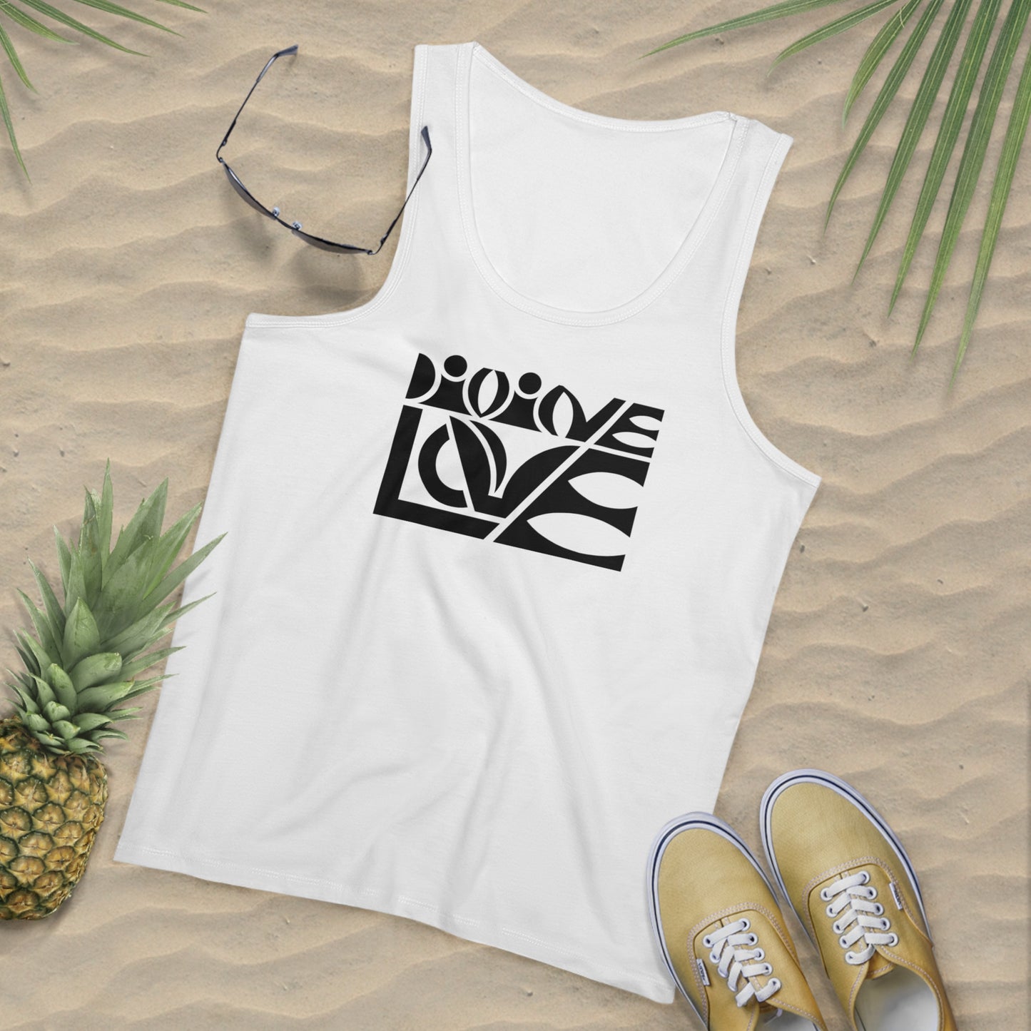 Men's Specter 100% Organic Cotton White Tank Top (Divine Love)