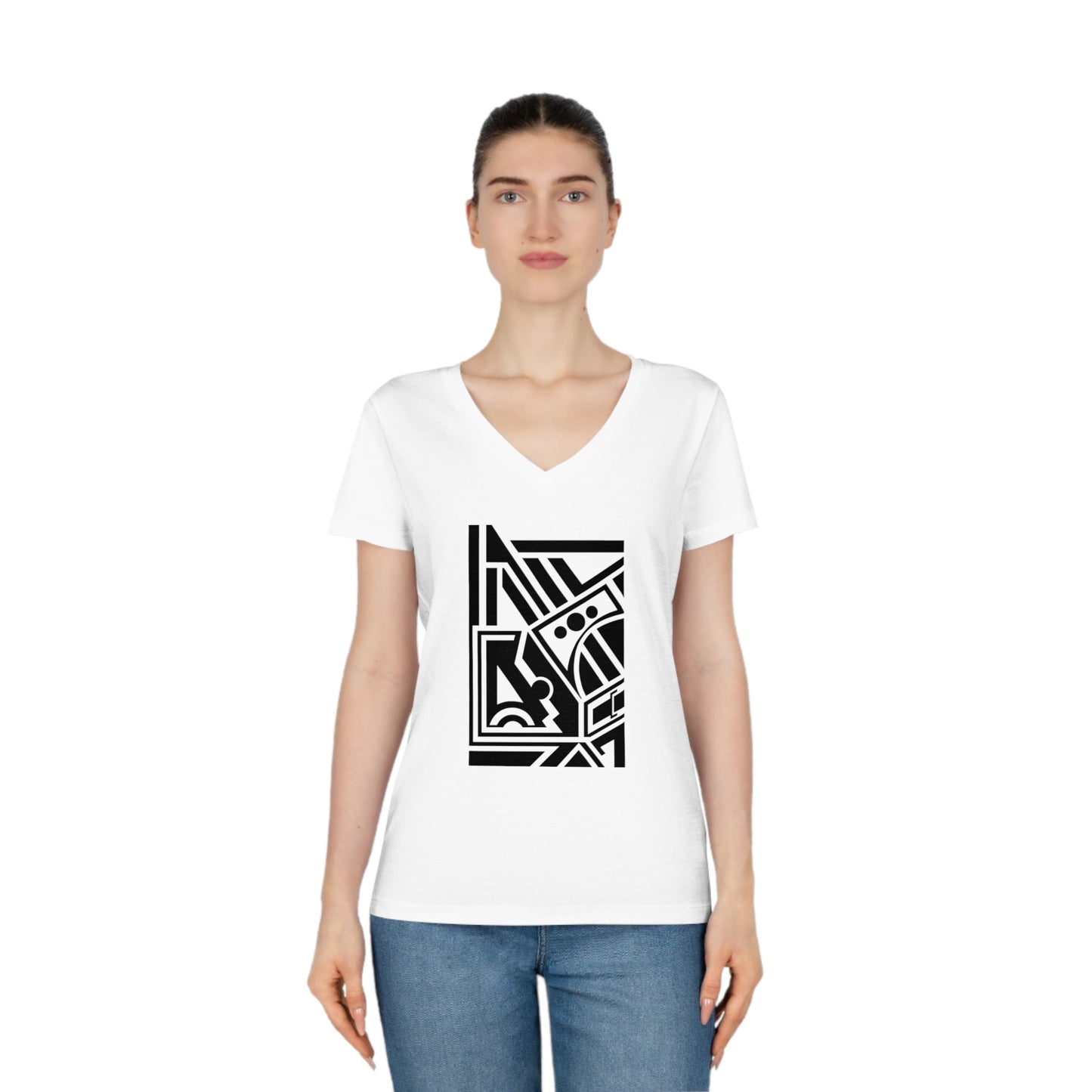 Women's Evoker 100% Cotton V-Neck T-Shirt (Design 2)