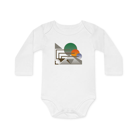 100% Organic Cotton Long-Sleeve Baby Bodysuit (Design 13)