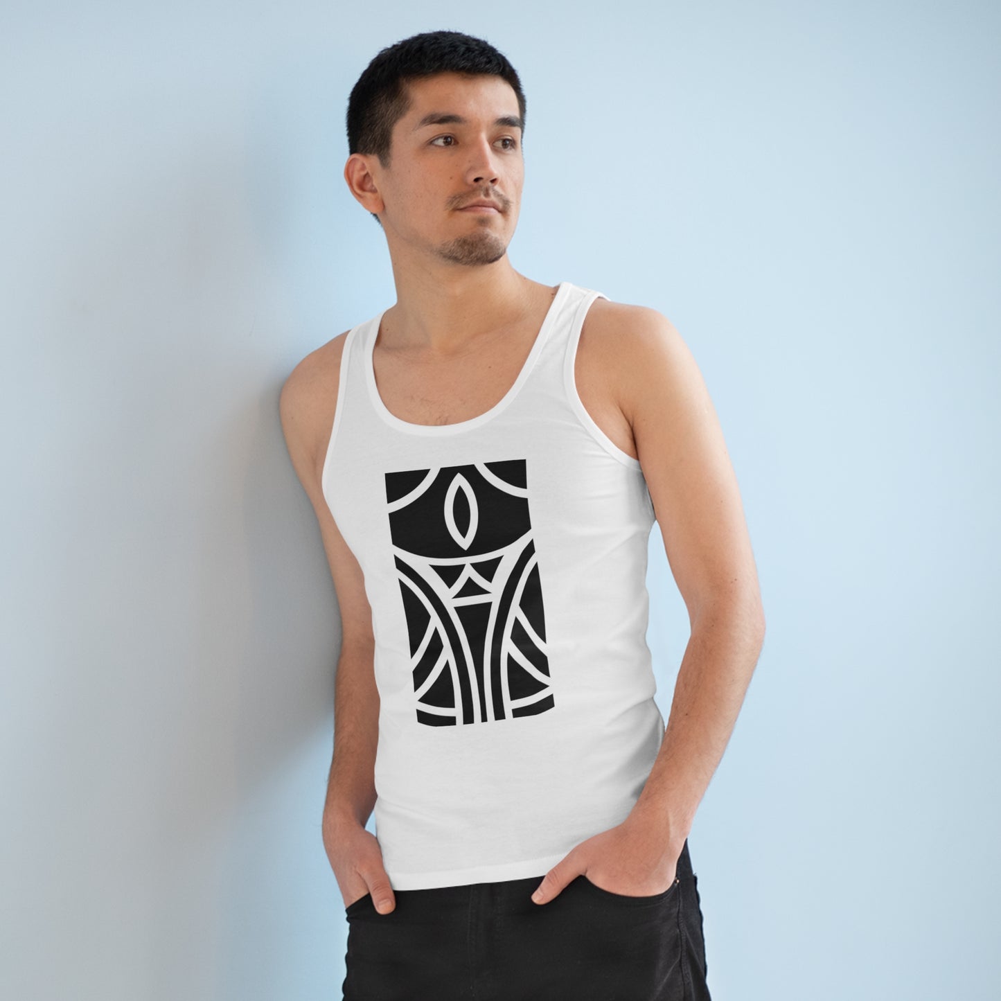 Men's Specter 100% Organic Cotton White Tank Top (Design 12)