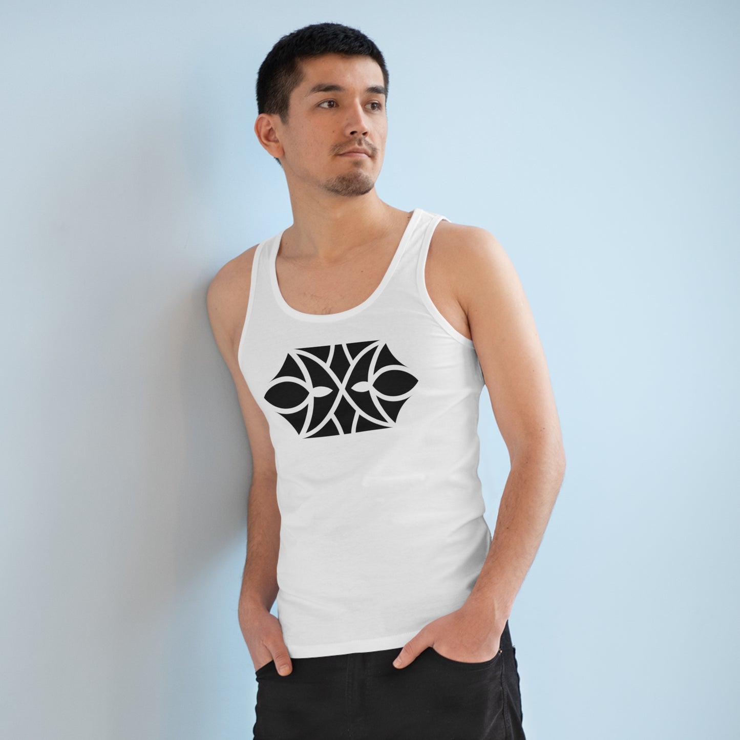 Men's Specter 100% Organic Cotton White Tank Top (Design 18[2])