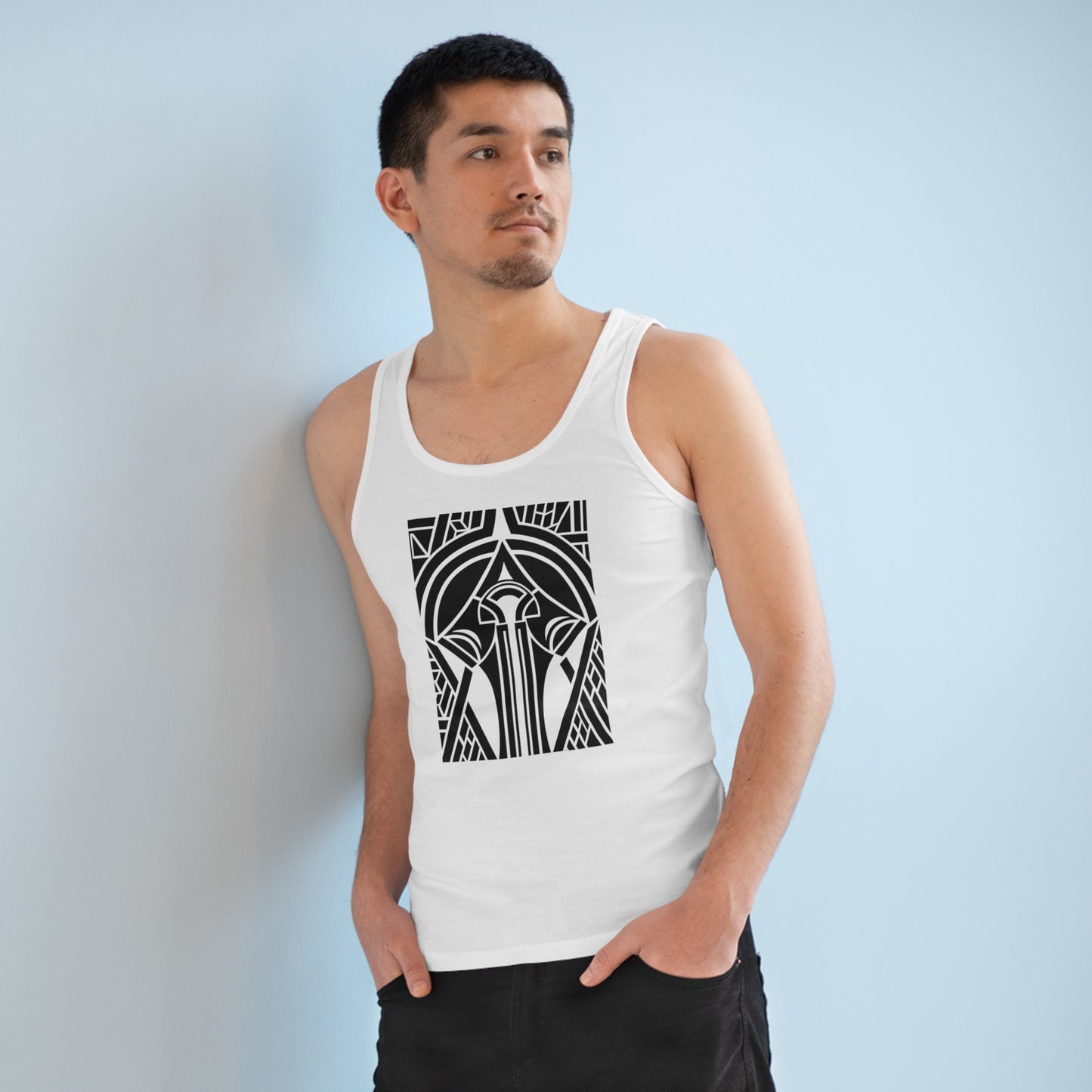 Men's Specter 100% Organic Cotton White Tank Top (Design 25[2])